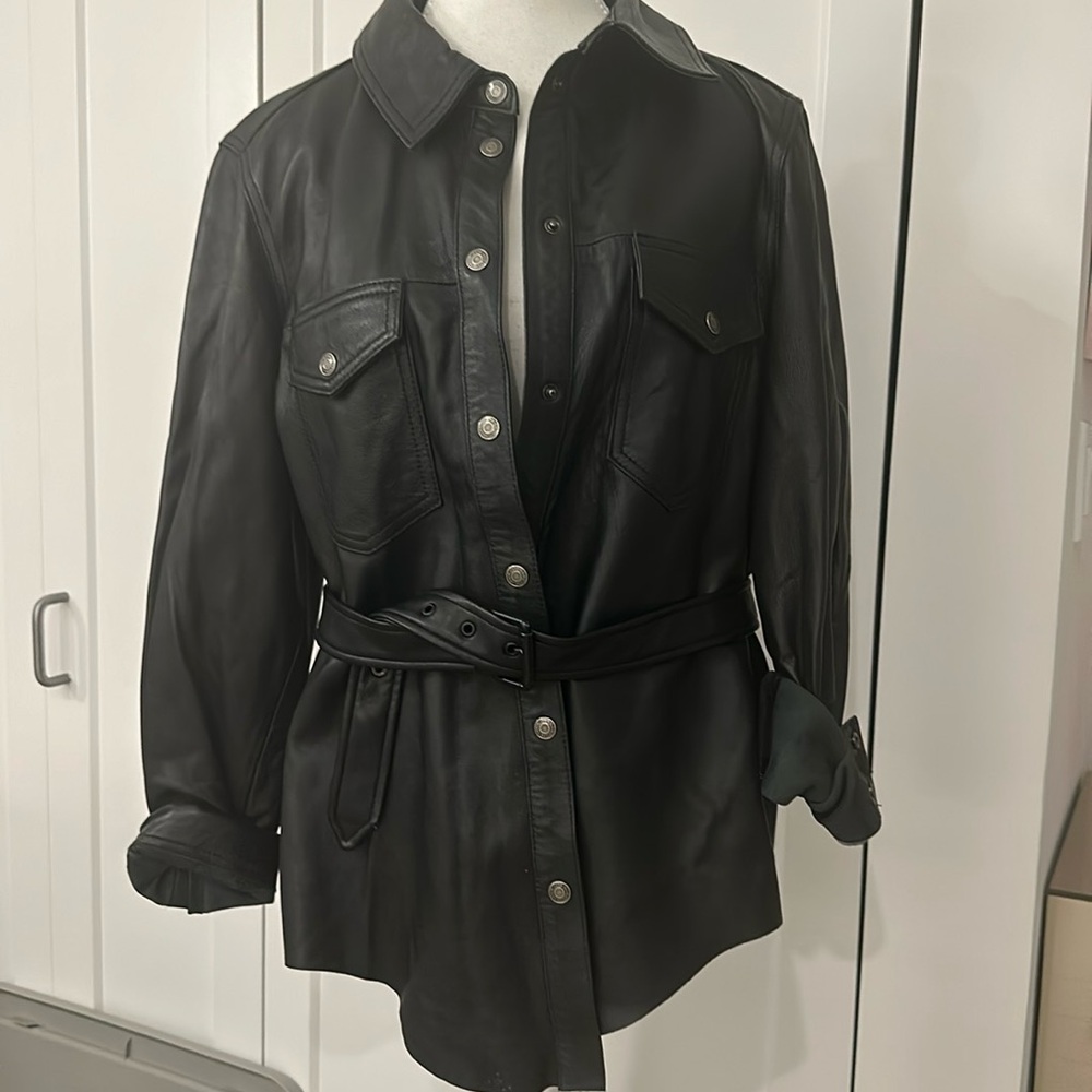 Zara leather shirt and belt size large black